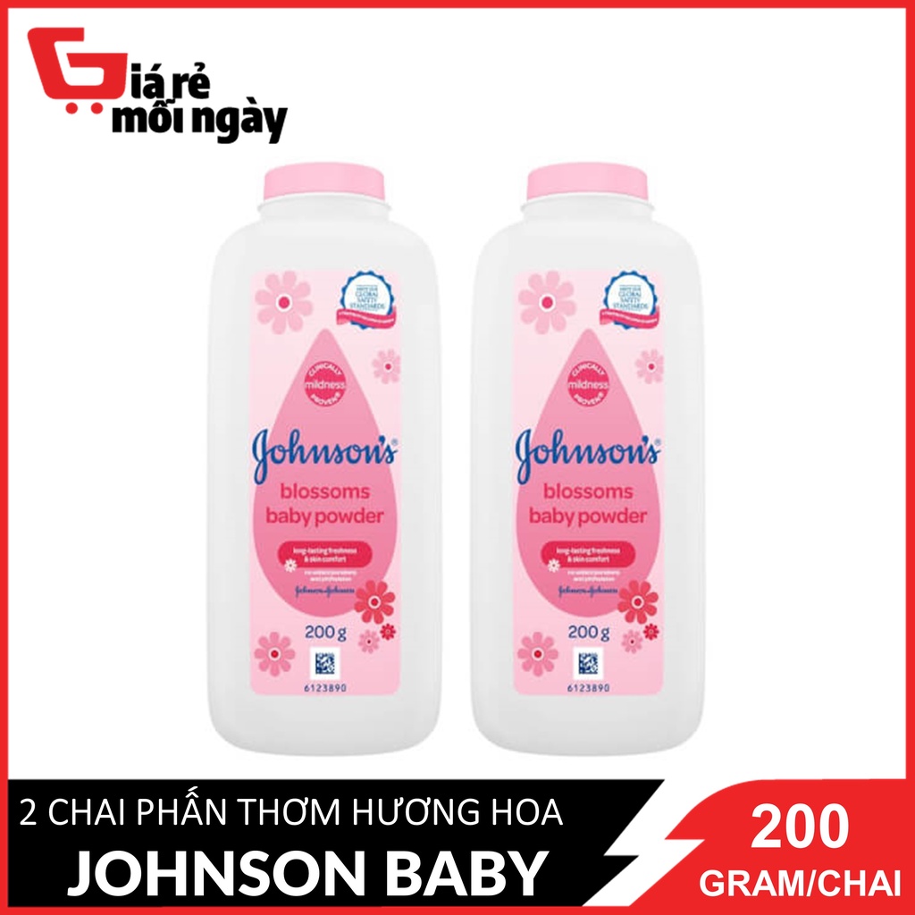 Combo 2 PHẤN THƠM HƯƠNG HOA Johnson Baby (Hồng) 200g / Chai x2
