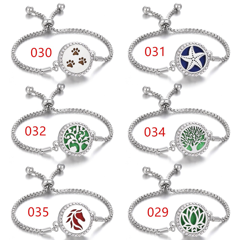 Vòng Đeo Tay Khuếch Tán Hương Thơm Đính Pha Lê Có Thể Điều Chỉnh