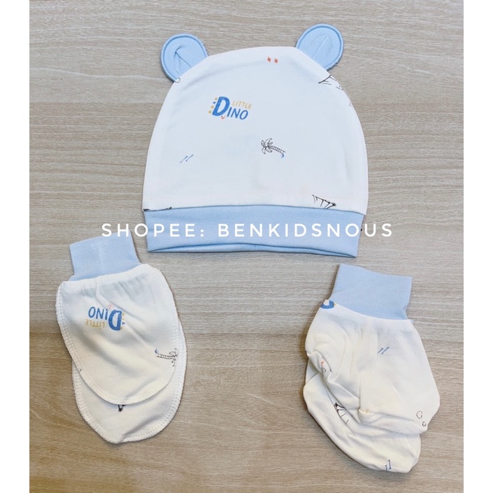 Set mũ, bao tay bao chân sơ sinh Moon@ vải petit mềm mát cho bé trai/bé gái