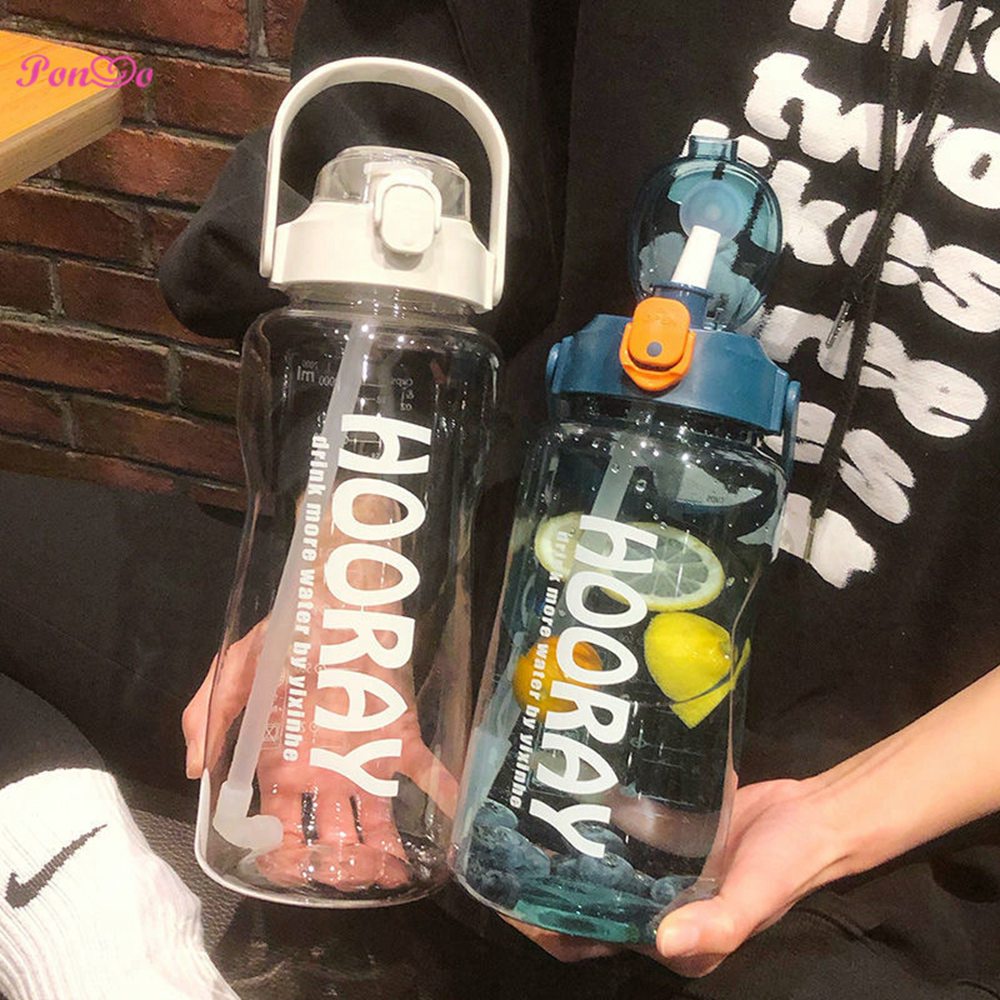 Bình nước thể thao không chứa BPA dung tích 1500/ 2000ml có ống hút tiện dụng