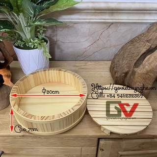 [Φ30cm - Chuẩn Nhật] Khay sushi sashimi gỗ trang trí món ăn sashimi Nhật Bản | hình Tròn Size Φ30cm - Gỗ thông tự nhiên