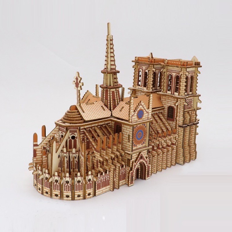 Mô hình lắp ghép nhà thờ bằng gỗ 3d