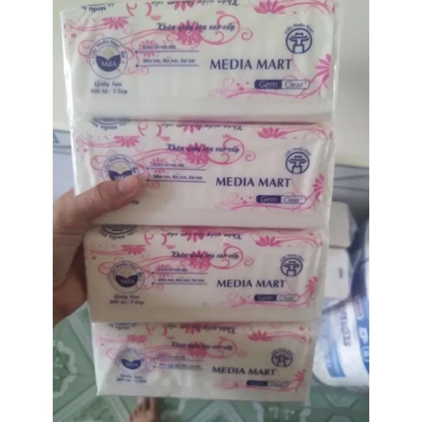 COMBO 5 GÓI GIẤY RÚT LỤA CAO CẤP MEDIA MART 300 TỜ 3 LỚP MỀM,MỊN,SIÊU DAI