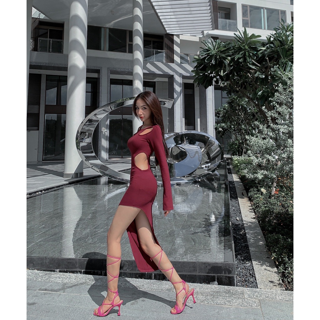 Đầm Body Cut-Out Td 3291 Dài Tay Khoét Eo Chất Thun Co Giãn Mềm Mịn Thấm Hút Mồ Hôi Tôn Dáng Deo Thon 3 Vòng