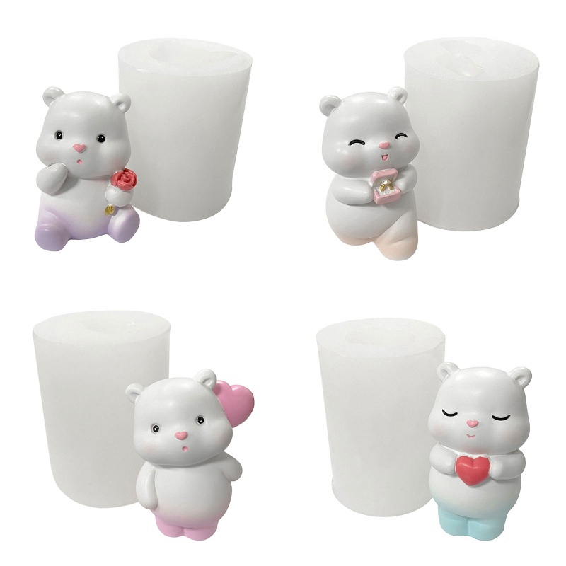 Khuôn Silicone Làm Bánh / Xà Phòng / Sô Cô La Hình Gấu / Hoa Hồng 3D