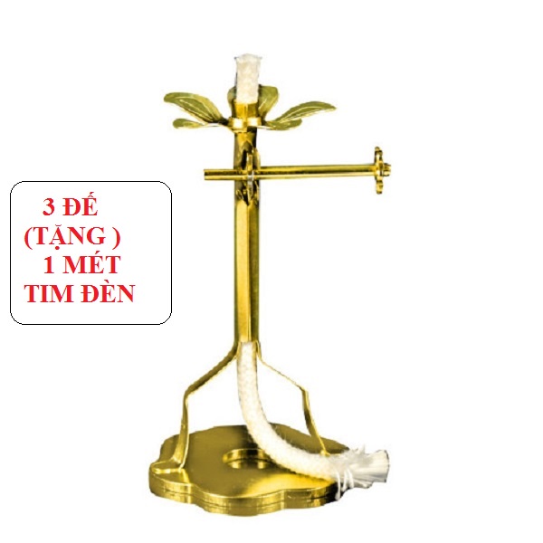 Chân đế kèm bấc thủy tinh Hoa sen(chân đồng cao 7.2cm)
