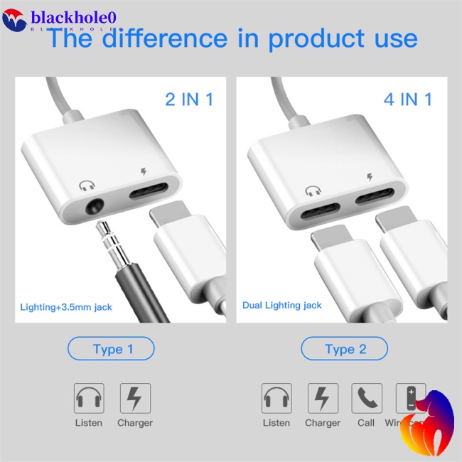 Đầu Chia Cổng Sạc Tai Nghe 3.5mm 2 Trong 1 Tiện Dụng