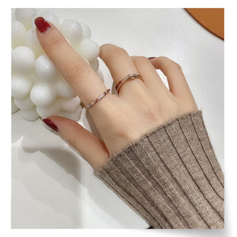 Non-Fading Titanium Steel Ring Female Ins Hipster Light Luxury Minority Design Index Finger Ring Cold Style