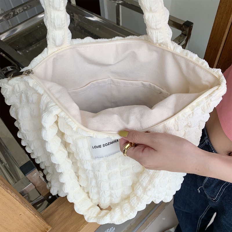 Túi Tote Đeo Vai Xếp Ly Có Khóa Kéo Dành Cho Gia Đình