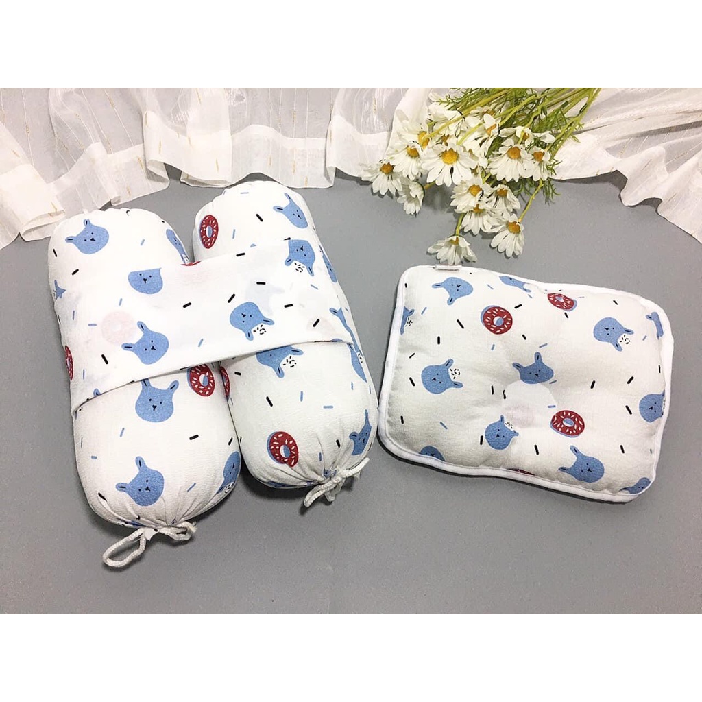 Bộ gối chặn xô cao cấp lõi bông, chống giật mình in hình dễ thương cho bé