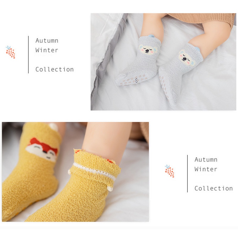 Vớ Lông Cừu San Hô Mềm Mại Ấm Áp Chống Trượt Hình Động Vật Hoạt Hình Dễ Thương Dành Cho