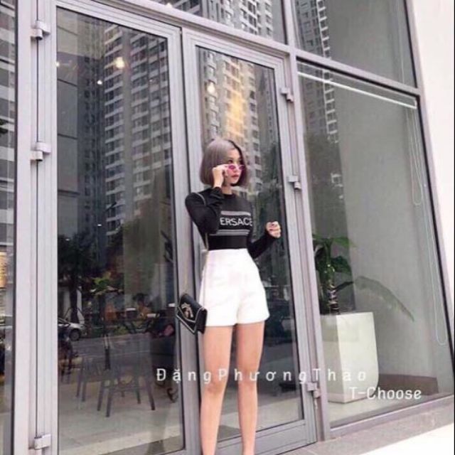 Quần sooc vải cạp cao siêu hot