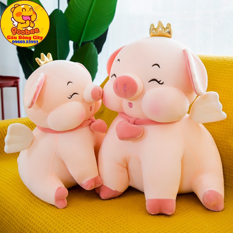 [Mã LIFE0503TOYS1 giảm 10% đơn 150k] Gấu Bông Heo Vương Miện Ngồi Thú Lợn Nhồi Bông Gối Ôm Màu Hồng Siêu To Khổng Lồ