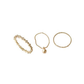 Set nhẫn nữ 3 chiếc basic màu vàng Gold Miênn