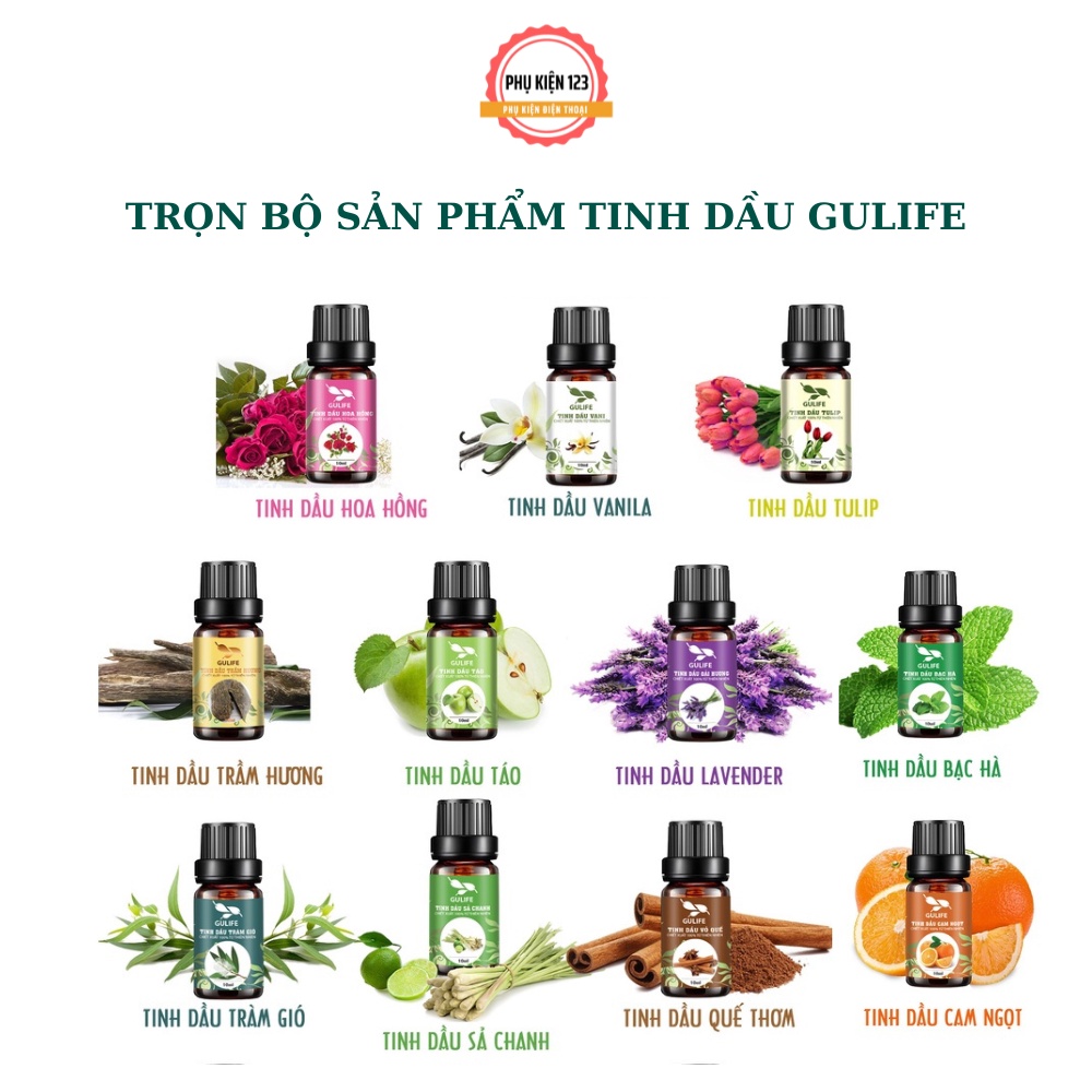 Tinh dầu Hoa Hồng chiết xuất từ thiên nhiên GULIFE - giảm căng thằng thơm phòng  thư giãn-Phụ Kiện 123