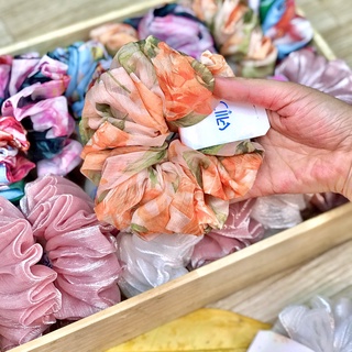 Scrunchies lụa tơ, chun buộc tóc cột tóc siêu phồng Cilla