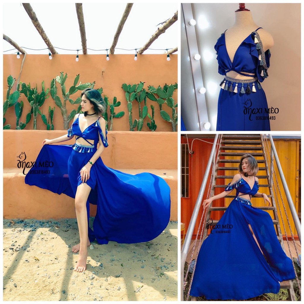 [Mã WAMT1505 giảm 10K đơn 0K] [FREESHIP] Đầm maxi đi biển thổ cẩm có 3 màu kèm mút | BigBuy360 - bigbuy360.vn