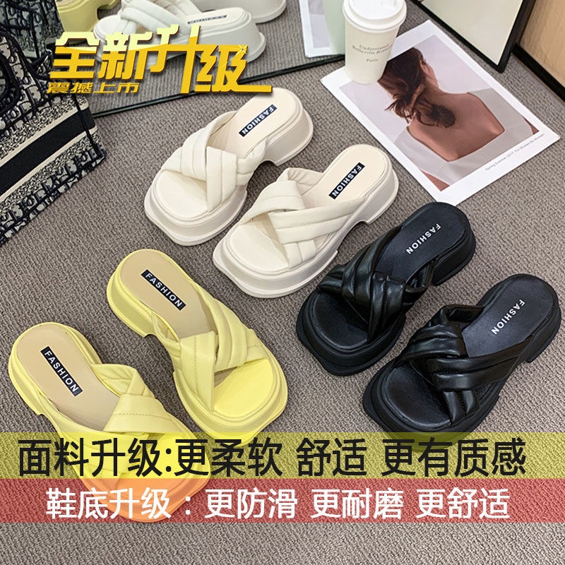 Dép Sandal Đi Biển Đế Dày Mũi Vuông Thời Trang Mùa Hè