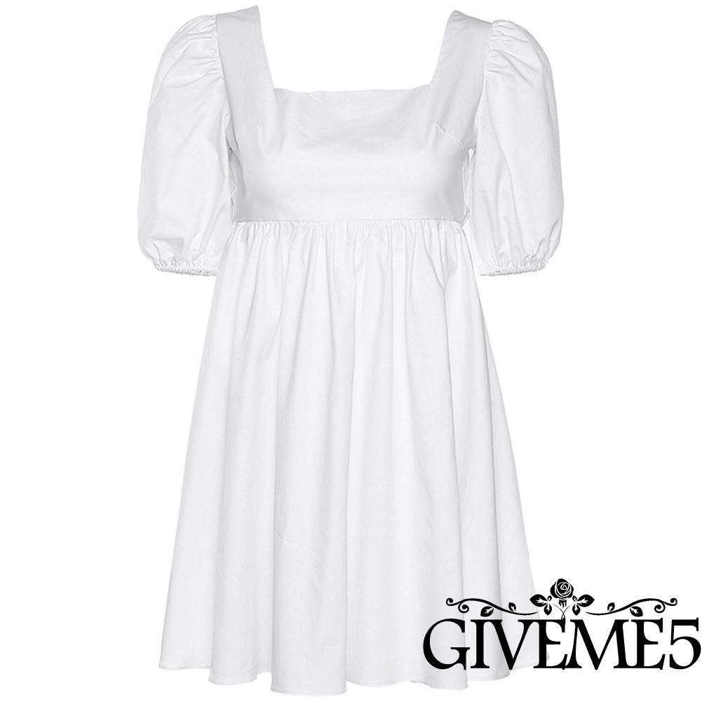 Đầm tay ngắn hở lưng màu trơn thời trang cho nữ