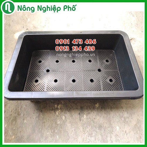 KHAY (CHẬU) TRỒNG RAU HÌNH CHỮ NHẬT 65X42X16H- ĐEN (HD)