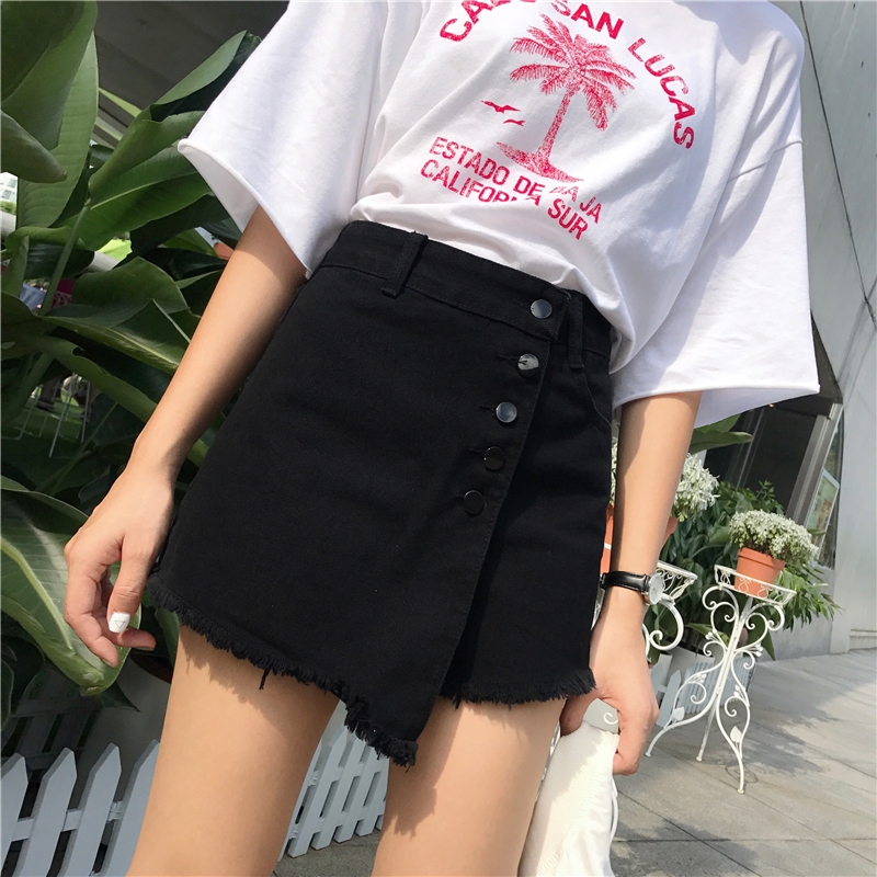 Quần short denim lưng cao phong cách Hàn Quốc cổ điển | BigBuy360 - bigbuy360.vn