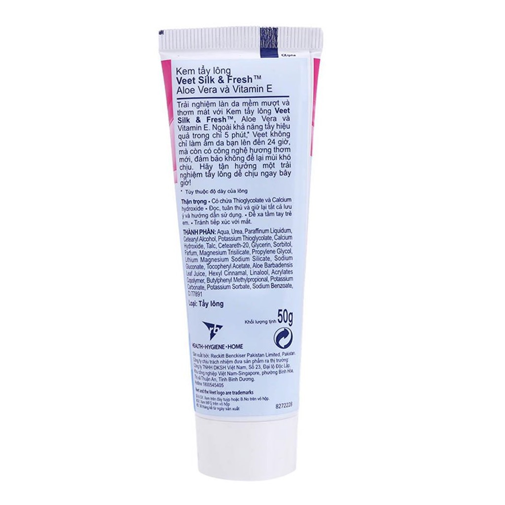 VEET Kem Tẩy Lông Cho Da Nhạy Cảm - VEET Silk &amp; Fresh Hair Removal Cream, Sensitive Skin 50G