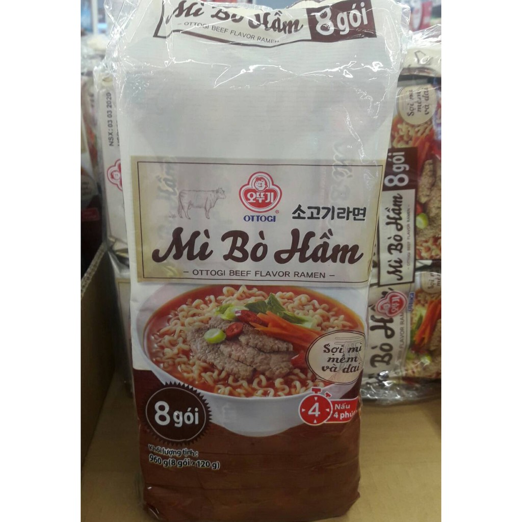 Mì Bò Hầm Ottogi lốc 8 gói x 120gram