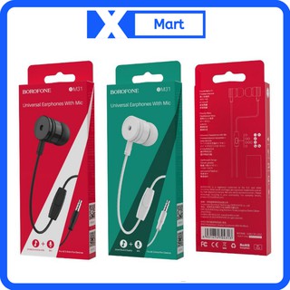 Tai nghe dây có mic borofone bm31 chính hãng - tai nghe nhét tai dây dài 1,2 mét