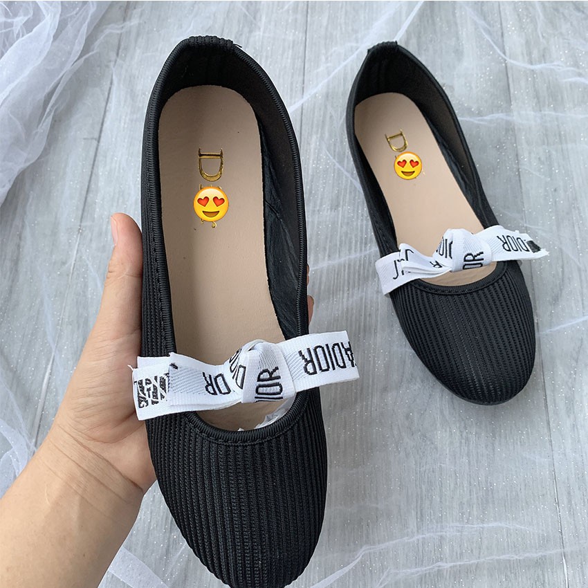 [Sale 50%] Giày bệt nữ nơ trắng chất chun co giãn êm chân | BigBuy360 - bigbuy360.vn