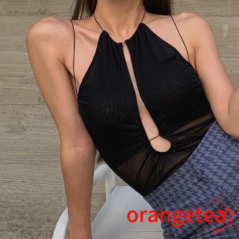 Ort-áo Liền Quần Không Tay Khoét Rỗng Hở Lưng Màu Trơn Cho Nữ