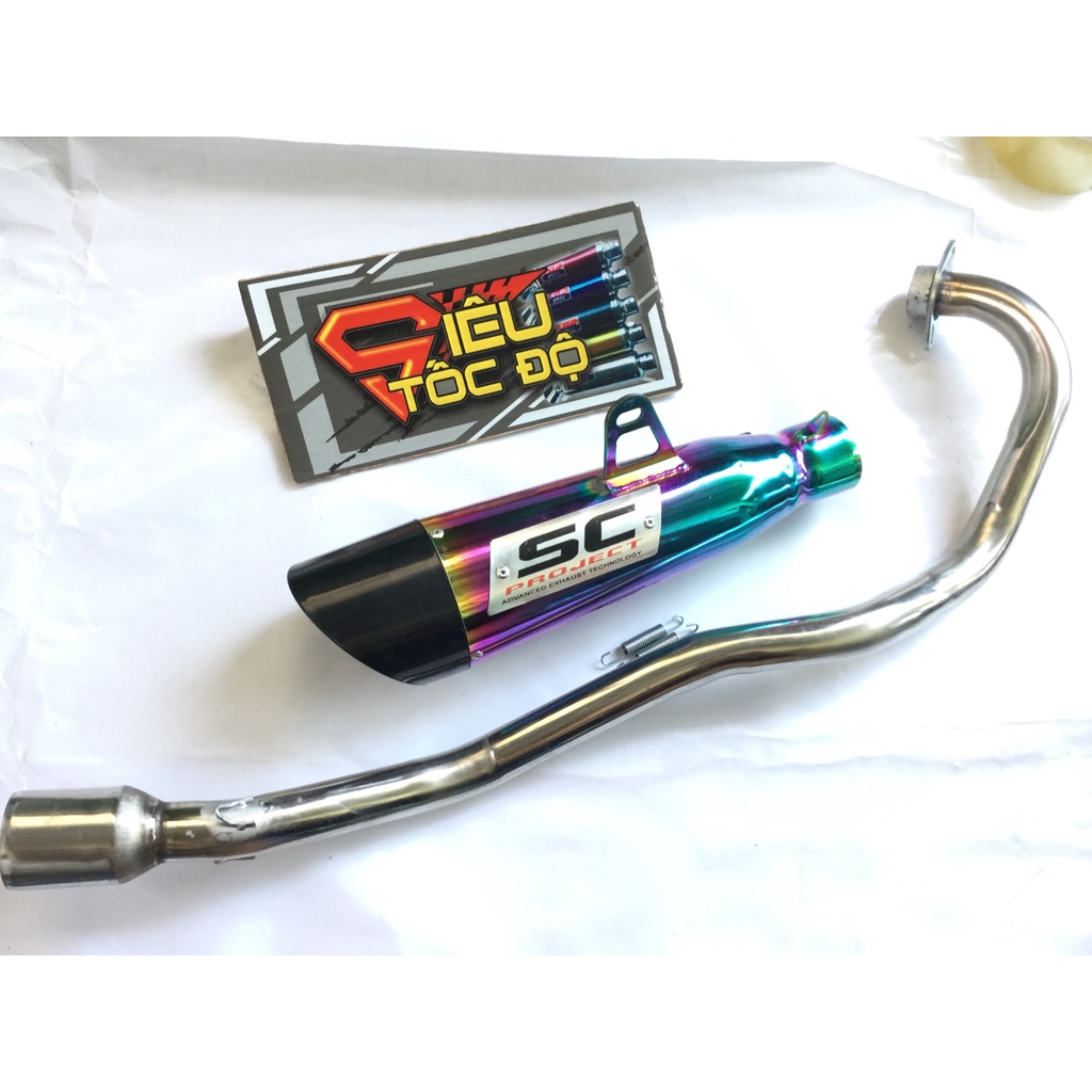 Bộ pô sc xéo 7 MÀU FULL CỔ INOX THẲNG WAVE, SI, CUP, DREAM, EXCITER, WINER, SONIC, RAIDER FI, SATRIA, GSX