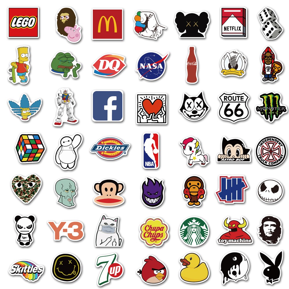 Set 100 Miếng Dán Logo Chống Thấm Nước Cho Xe Hơi Điện Thoại Laptop Xe Đạp | BigBuy360 - bigbuy360.vn