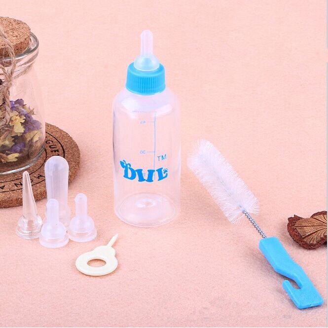 Bình ti sữa chó mèo nhỏ loại đẹp, bình ti cho chó mèo chai 60ml vạch đỏ full phụ kiện - vanhpet