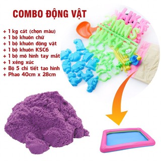 [ Loai To] Combo 1kg Cát Động Lực Trọng Lực Vi Sinh Kèm Phao Hơi Khuôn Lâu Đài Động Vật