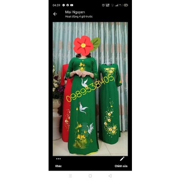 Áo dài tằm ý thêu