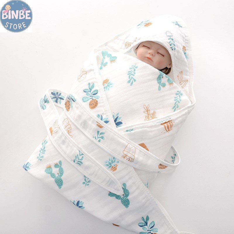 Khăn ủ cho bé sơ sinh, chăn ủ xô 4 lớp cao cấp size 90*90cm Binbestore