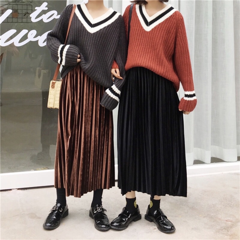 Chân Váy Nhung Dáng Dài Xếp Ly Kèm Đai Dễ Thương Cao Cấp Loại 1 Thời Trang Nữ CV05 | BigBuy360 - bigbuy360.vn