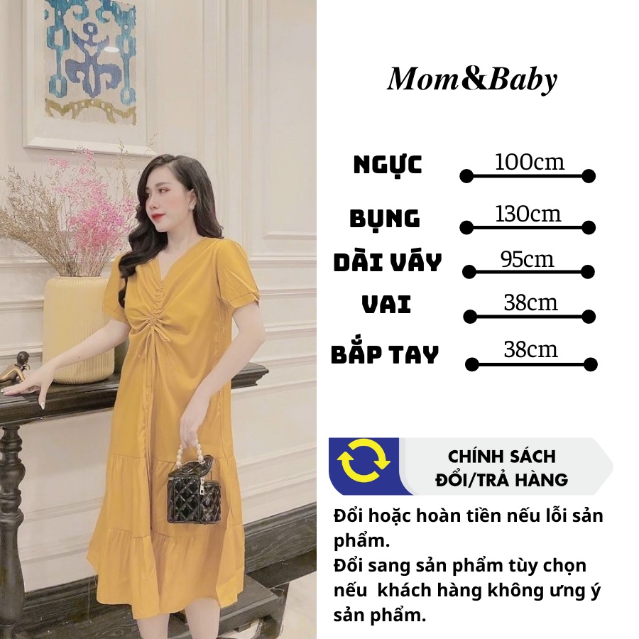 Váy bầu rúm ngực thời trang M264 chất cát hàn freesize