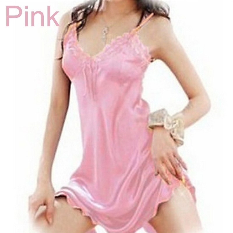 Sexy Sleepwear Phụ nữ Sexy Ngủ Váy ngủ Satin Lụa Ren Áo choàng Ngủ Đầm ngủ S-5XL