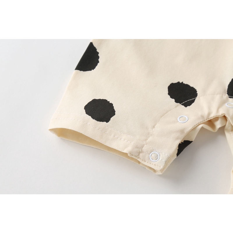 Bộ Áo Liền Quần Tay Ngắn Họa Tiết Chấm Bi Phong Cách Hàn Quốc Thời Trang Cho Bé Trai