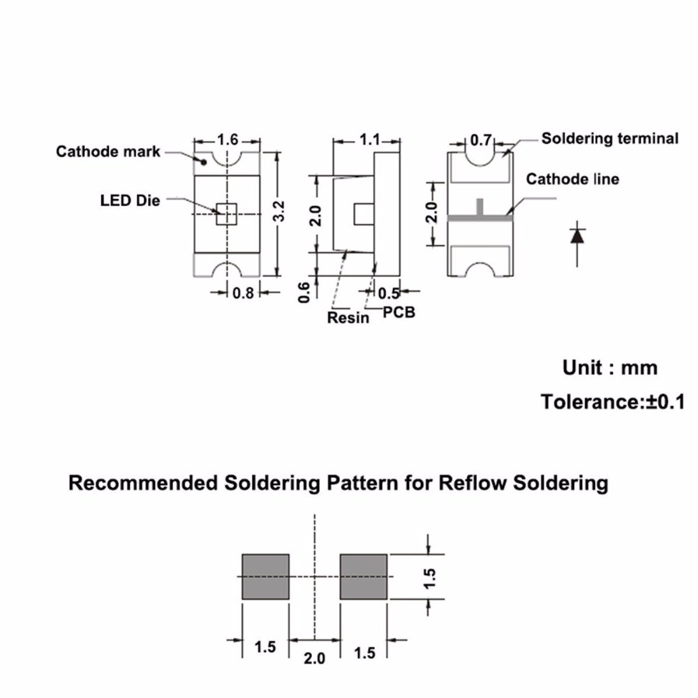 Set 100 đèn LED 1206 SMD chuyên dụng