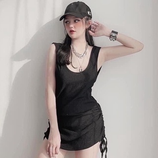 Đầm 2 dây rút eo - đầm body hở lưng rút eo