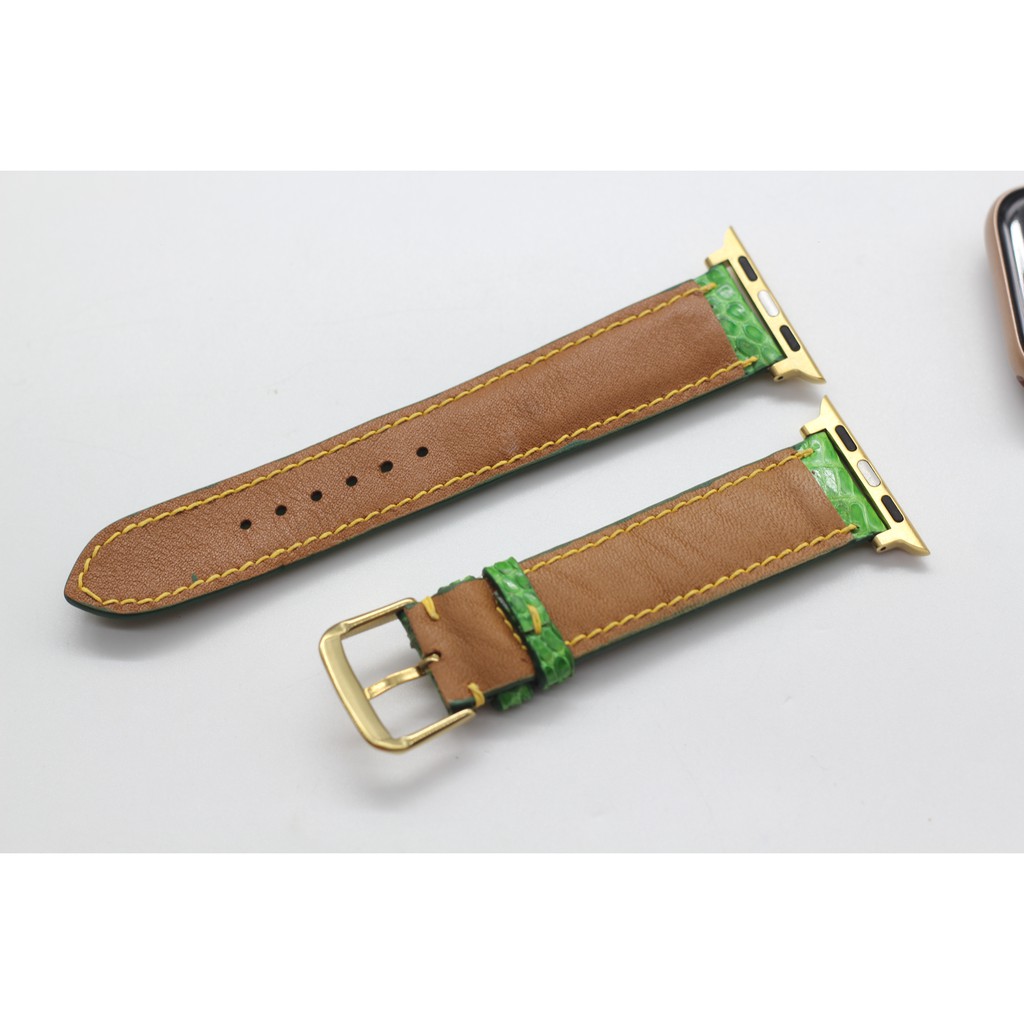 [CAO CẤP] Dây Apple Watch, dây da Kỳ Đà dành cho apple watch size 38/40/42/44 nhiều màu Phối CHỈ TRẮNG, bh 6 tháng
