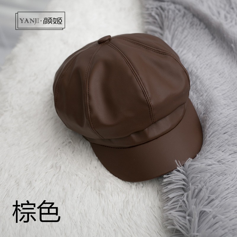 Mũ Beret Da Cao Cấp Màu Trơn Phong Cách Hàn Quốc Thời Trang Thu Đông Dành Cho Nữ