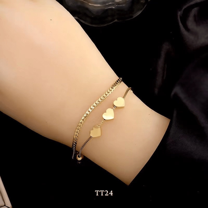Vòng tay titan sợi đôi hình tim cá tính thời trang unisex Annie TT24