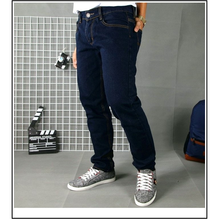 Quần jean nam XANH ĐẬM TRƠN chất jean giãn tốt XĐ005.6