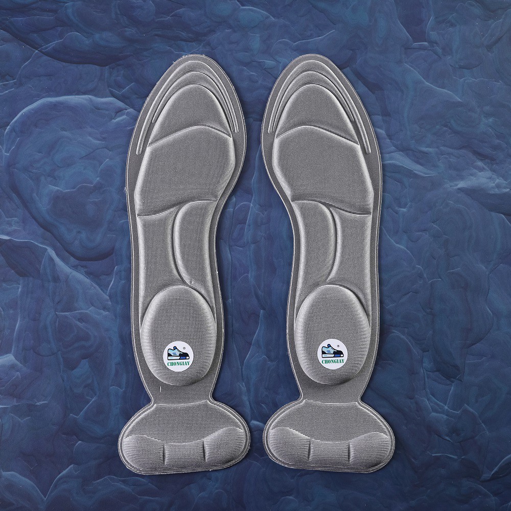 Cặp lót giày đế xốp massage 4D + miếng dán gót kết hợp CHONGIAY LOT17 (Đen - Hồng - Da - Xám)