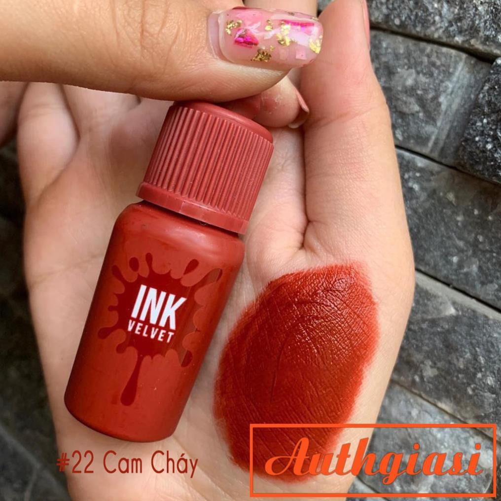 Son Peripera Ink Velvet Màu Mới 22 Cam Cháy và 12 Hồng Đào lên màu cực chuẩn