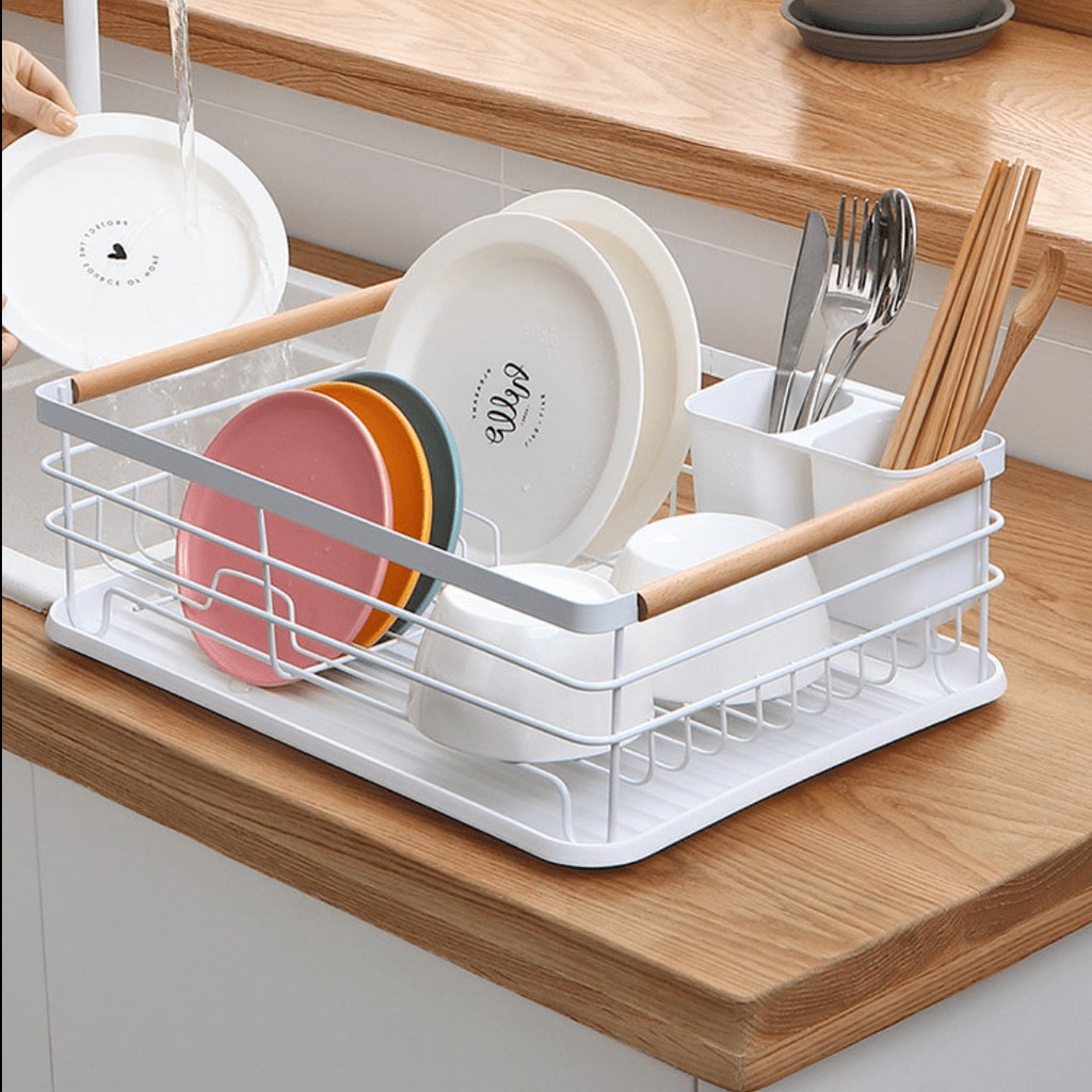 Kệ sắt để bát đũa cán gỗ, giá đựng bát đũa Hàn Quốc - Décor nhà Sò | BigBuy360 - bigbuy360.vn