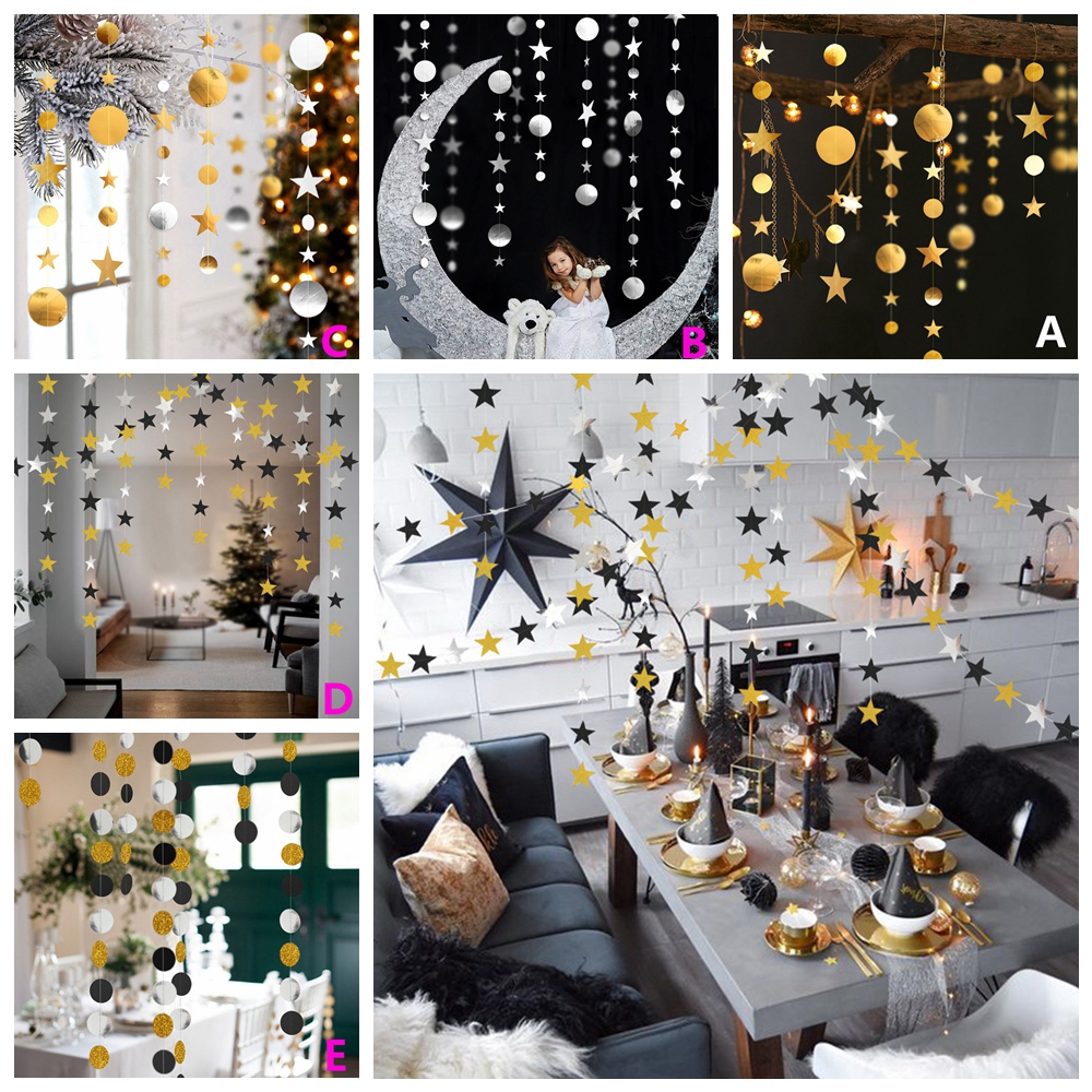 Dây treo hình mặt trăng và ngôi sao 4m dùng trang trí đám cưới đám tiệc